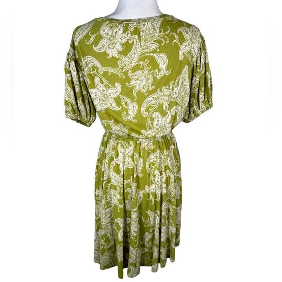 Daily Practice by Anthropologie Chartreuse Green Paisley Print Mini Dress - Picture 5 of 10